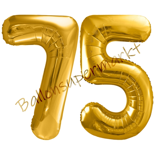 Folienballons-86cm-Zahlen-75-Gold-Luftballon-Geschenk-Geburtstag-Jubilaeum-Firmenveranstaltung