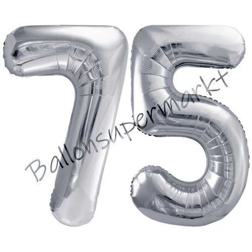 Folienballons-86cm-Zahlen-75-Silber-Luftballon-Geschenk-Geburtstag-Jubilaeum-Firmenveranstaltung
