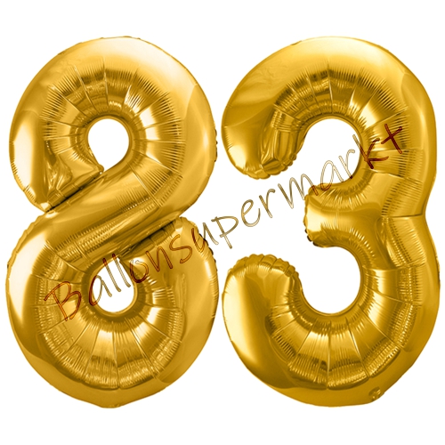 Folienballons-86cm-Zahlen-83-Gold-Luftballon-Geschenk-Geburtstag-Jubilaeum-Firmenveranstaltung