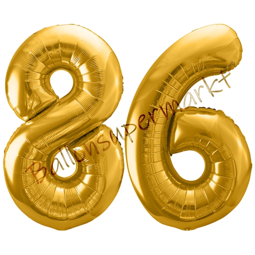 Folienballons-86cm-Zahlen-86-Gold-Luftballon-Geschenk-Geburtstag-Jubilaeum-Firmenveranstaltung