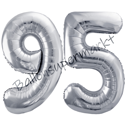 Folienballons-86cm-Zahlen-95-Silber-Luftballon-Geschenk-Geburtstag-Jubilaeum-Firmenveranstaltung