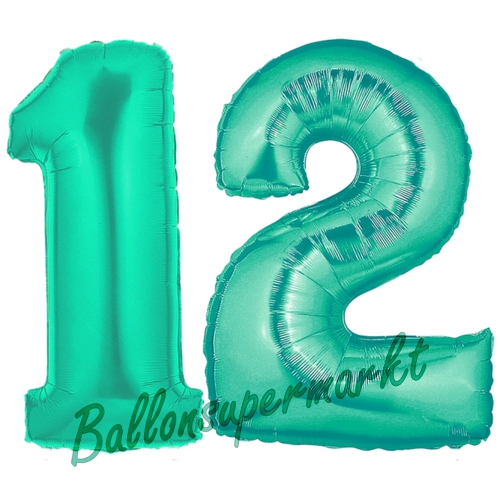 Folienballons-Zahlen-12-Aquamarin-Luftballons-Geschenk-12.-Geburtstag-Jubilaeum-Firmenveranstaltung