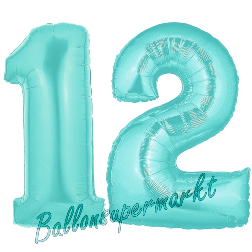 Folienballons-Zahlen-12-Tuerkis-Luftballons-Geschenk-12.-Geburtstag-Jubilaeum-Firmenveranstaltung