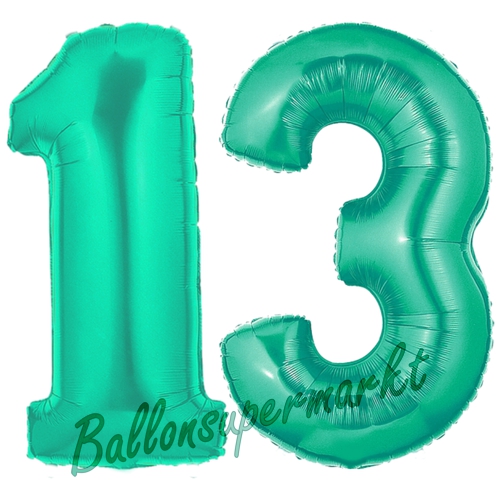 Folienballons-Zahlen-13-Aquamarin-Luftballons-Geschenk-13.-Geburtstag-Jubilaeum-Firmenveranstaltung