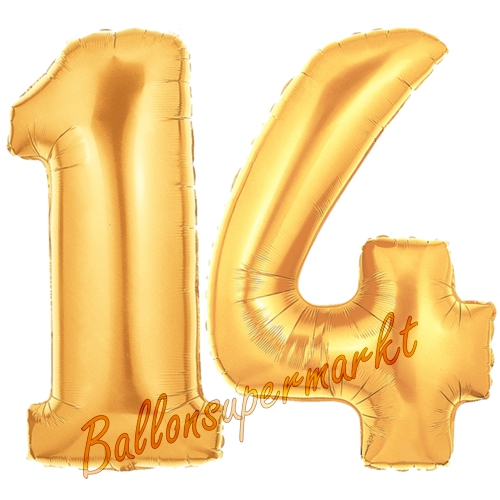 Folienballons-Zahlen-14-Gold-Luftballons-Geschenk-14.-Geburtstag-Jubilaeum-Firmenveranstaltung