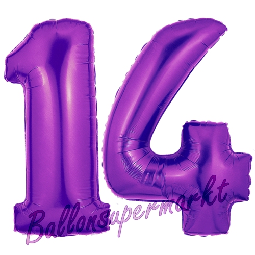 Folienballons-Zahlen-14-Lila-Luftballons-Geschenk-14.-Geburtstag-Jubilaeum-Firmenveranstaltung