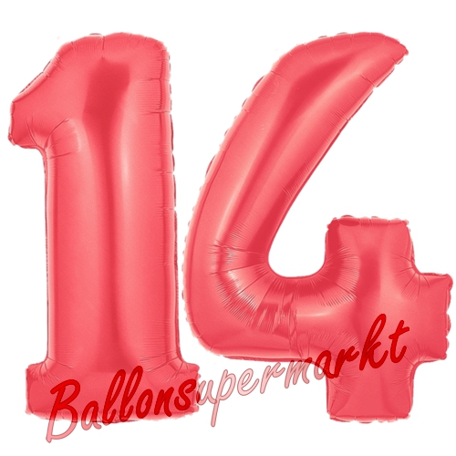 Folienballons-Zahlen-14-Rot-Luftballons-Geschenk-14.-Geburtstag-Jubilaeum-Firmenveranstaltung