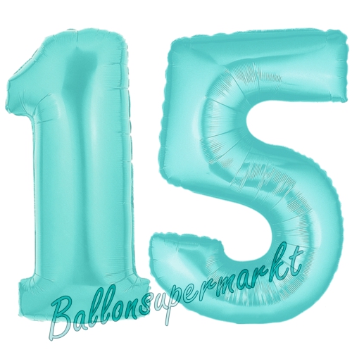 Folienballons-Zahlen-15-Tuerkis-Luftballons-Geschenk-15.-Geburtstag-Jubilaeum-Firmenveranstaltung