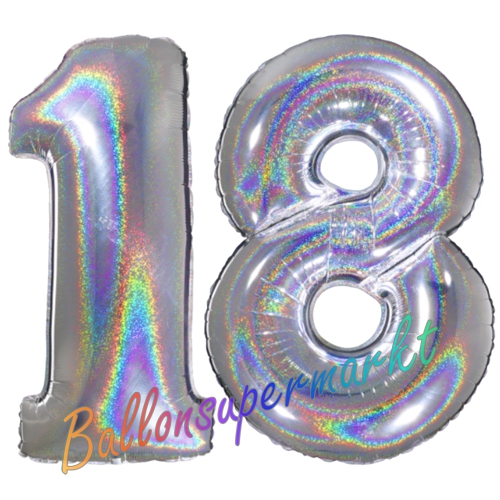 Folienballons-Zahlen-18-holografisch-Silber-Luftballons-Geschenk-18.-Geburtstag-Jubilaeum-Firmenveranstaltung