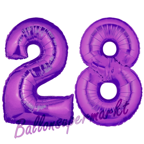 Folienballons-Zahlen-28-Lila-Luftballons-Geschenk-28.-Geburtstag-Jubilaeum-Firmenveranstaltung