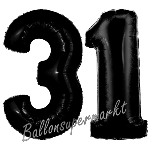 Folienballons-Zahlen-31-Schwarz-Luftballons-Geschenk-31.-Geburtstag-Jubilaeum-Firmenveranstaltung