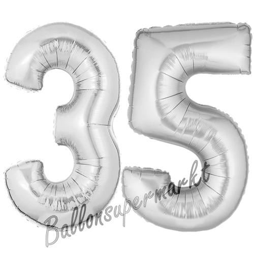 Folienballons-Zahlen-35-Silber-Luftballons-Geschenk-35.-Geburtstag-Jubilaeum-Firmenveranstaltung