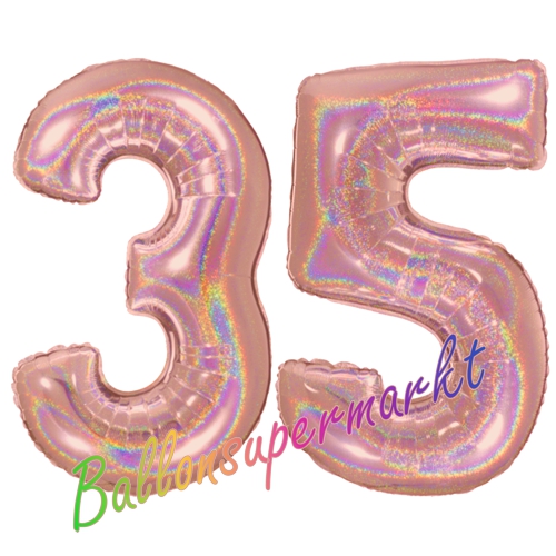 Folienballons-Zahlen-35-holografisch-Rosegold-Luftballons-Geschenk-35.-Geburtstag-Jubilaeum-Firmenveranstaltung