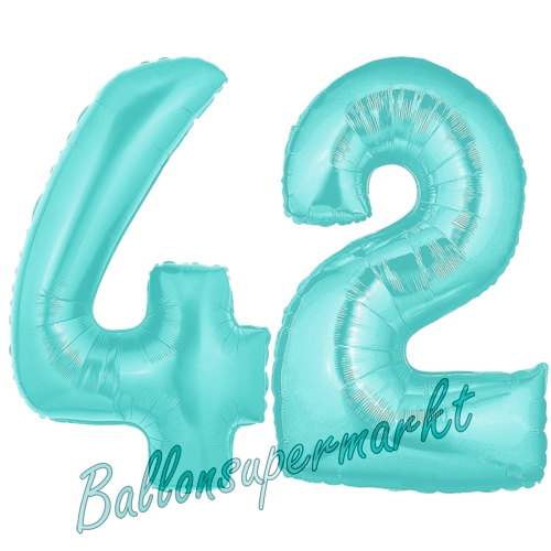 Folienballons-Zahlen-42-Tuerkis-Luftballons-Geschenk-42.-Geburtstag-Jubilaeum-Firmenveranstaltung