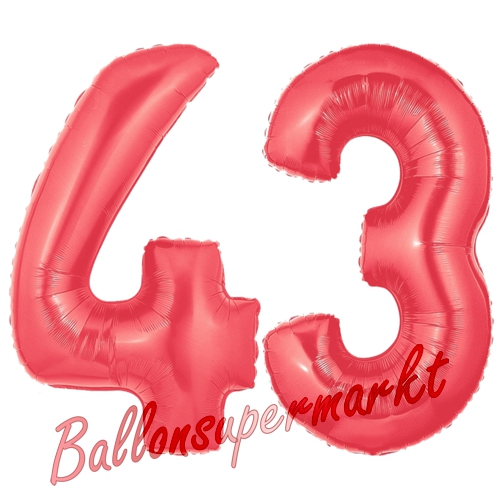 Folienballons-Zahlen-43-Rot-Luftballons-Geschenk-43.-Geburtstag-Jubilaeum-Firmenveranstaltung