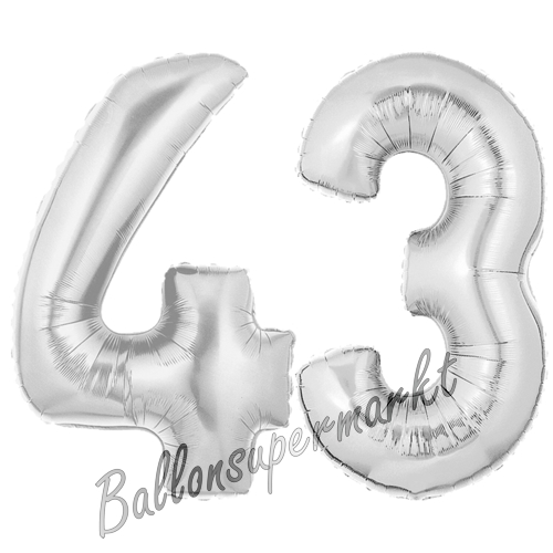 Folienballons-Zahlen-43-Silber-Luftballons-Geschenk-43.-Geburtstag-Jubilaeum-Firmenveranstaltung