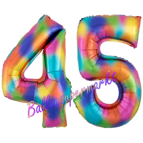 Folienballons-Zahlen-45-Regenbogen-Luftballons-Geschenk-45.-Geburtstag-Jubilaeum-Firmenveranstaltung