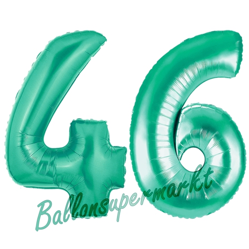 Folienballons-Zahlen-46-Aquamarin-Luftballons-Geschenk-46.-Geburtstag-Jubilaeum-Firmenveranstaltung