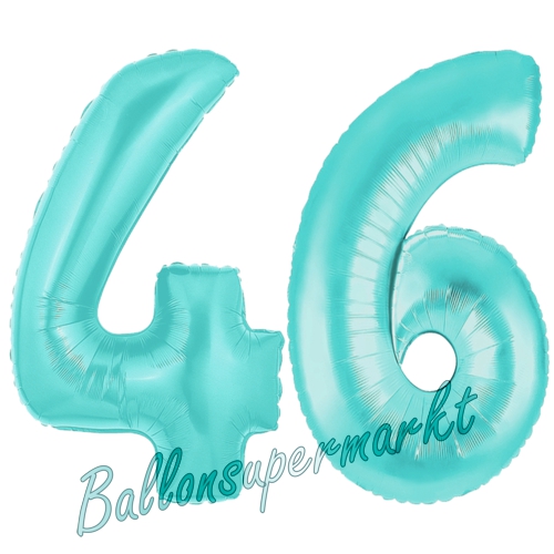 Folienballons-Zahlen-46-Tuerkis-Luftballons-Geschenk-46.-Geburtstag-Jubilaeum-Firmenveranstaltung