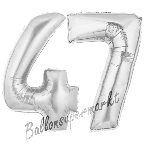 Folienballons-Zahlen-47-Silber-Luftballons-Geschenk-47.-Geburtstag-Jubilaeum-Firmenveranstaltung
