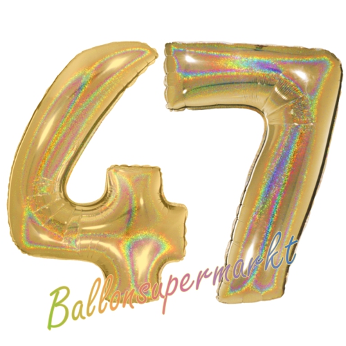 Folienballons-Zahlen-47-holografisch-Gold-Luftballons-Geschenk-47.-Geburtstag-Jubilaeum-Firmenveranstaltung