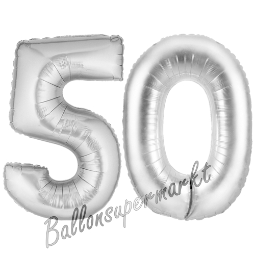 Folienballons-Zahlen-50-Silber-Luftballons-Geschenk-50.-Geburtstag-Jubilaeum-Firmenveranstaltung