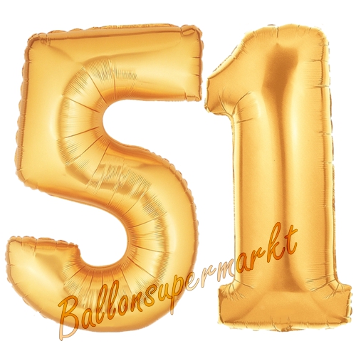 Folienballons-Zahlen-51-Gold-Luftballons-Geschenk-51.-Geburtstag-Jubilaeum-Firmenveranstaltung