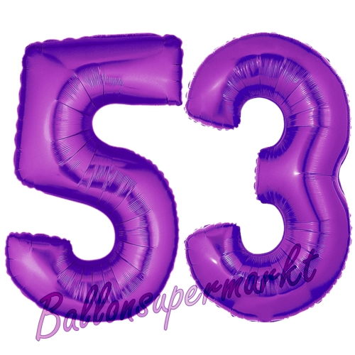 Folienballons-Zahlen-53-Lila-Luftballons-Geschenk-53.-Geburtstag-Jubilaeum-Firmenveranstaltung