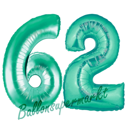 Folienballons-Zahlen-62-Aquamarin-Luftballons-Geschenk-62.-Geburtstag-Jubilaeum-Firmenveranstaltung