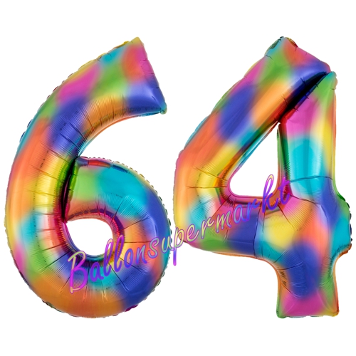 Folienballons-Zahlen-64-Regenbogen-Luftballons-Geschenk-64.-Geburtstag-Jubilaeum-Firmenveranstaltung