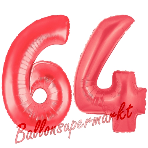 Folienballons-Zahlen-64-Rot-Luftballons-Geschenk-64.-Geburtstag-Jubilaeum-Firmenveranstaltung
