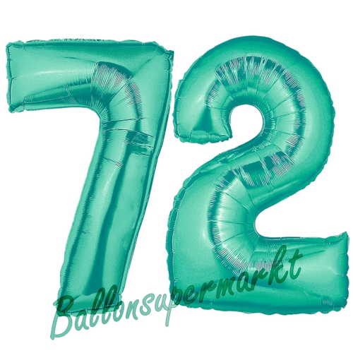 Folienballons-Zahlen-72-Aquamarin-Luftballons-Geschenk-72.-Geburtstag-Jubilaeum-Firmenveranstaltung