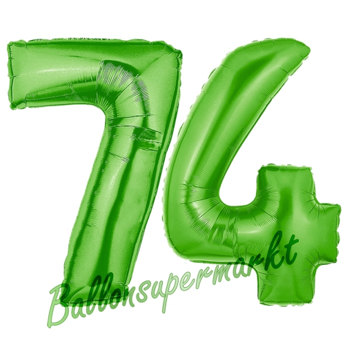 Folienballons-Zahlen-74-Gruen-Luftballons-Geschenk-74.-Geburtstag-Jubilaeum-Firmenveranstaltung