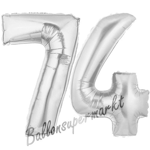 Folienballons-Zahlen-74-Silber-Luftballons-Geschenk-74.-Geburtstag-Jubilaeum-Firmenveranstaltung