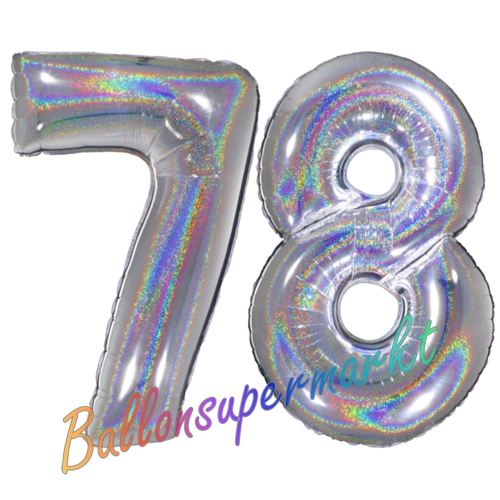 Folienballons-Zahlen-78-holografisch-Silber-Luftballons-Geschenk-78.-Geburtstag-Jubilaeum-Firmenveranstaltung