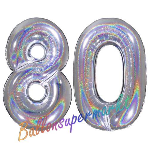 Folienballons-Zahlen-80-holografisch-Silber-Luftballons-Geschenk-80.-Geburtstag-Jubilaeum-Firmenveranstaltun