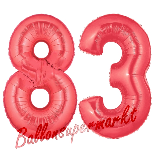 Folienballons-Zahlen-83-Rot-Luftballons-Geschenk-83.-Geburtstag-Jubilaeum-Firmenveranstaltung