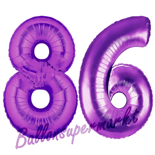 Folienballons-Zahlen-86-Lila-Luftballons-Geschenk-86.-Geburtstag-Jubilaeum-Firmenveranstaltung