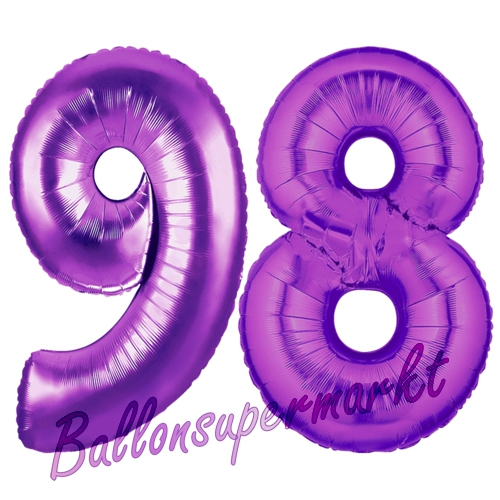 Folienballons-Zahlen-98-Lila-Luftballons-Geschenk-98.-Geburtstag-Jubilaeum-Firmenveranstaltung