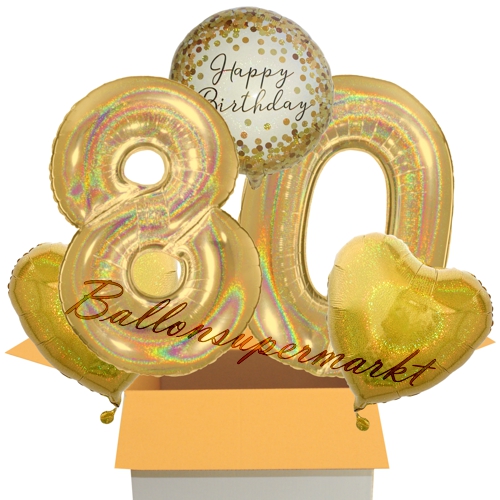 Folienballons-im-Karton-Happy-Birthday-Gold-Sparkle-2-Zahlen-80-2-Herzballons-gold-holografisch-Dekoration-80.-Geburtstag
