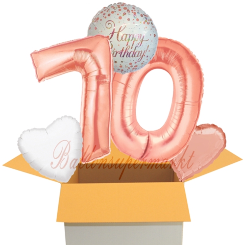 Folienballons-im-Karton-Happy-Birthday-Rosegold-Sparkling-Fizz-2-Zahlen-70-2-Herzballons-rosegold-weiss-Dekoration-70.-Geburtstag
