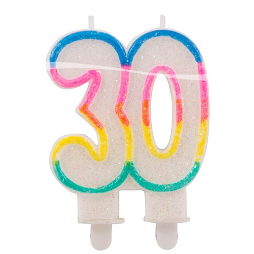 Geburtstagskerze Zahl 30 zum 30. Geburtstag und Jubiläum