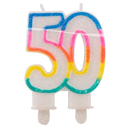 Geburtstagskerze Zahl 50 zum 50. Geburtstag und Jubiläum