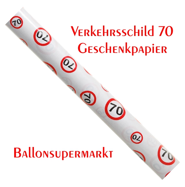 Geschenkpapier-Verkehrsschild-70-zum-70-Geburtstag-Party-Fest-Feier-Jubilaeum-Geschenkverpackung-2