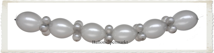 Silberne Luftballongirlande, Festdekoration Silberhochzeit