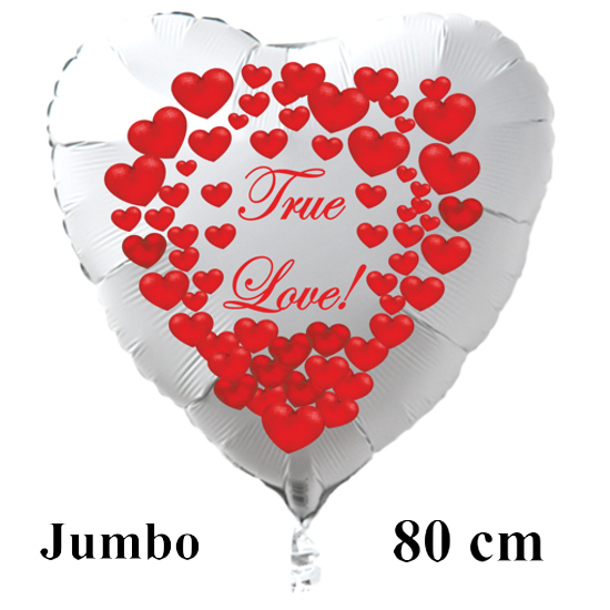 Grosser-weisser-Herzluftballon-zum-Valentinstag-True-Love-mit-roten-Herzen