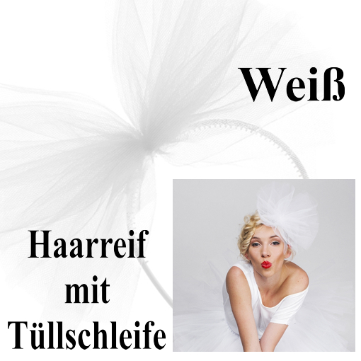 Haarreif-mit-Tuellschleife-Weiss-zu-Hen-Night-Hen-Party-Junggesellinnenabschied