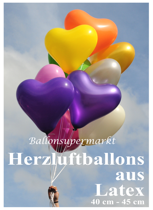 Herz-Luftballons aus Latex, große Latexballons in Herzform, Herzballons, Herzluftballons in 40 cm bis 45 cm Größe