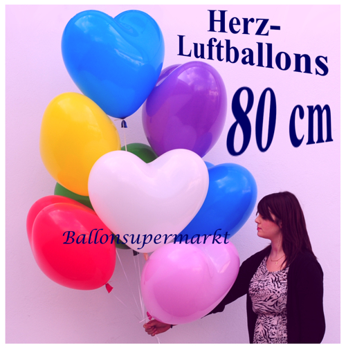 Herz-Luftballons aus Latex, große Latexballons in Herzform, Herzballons, Herzluftballons in 80 cm Größe