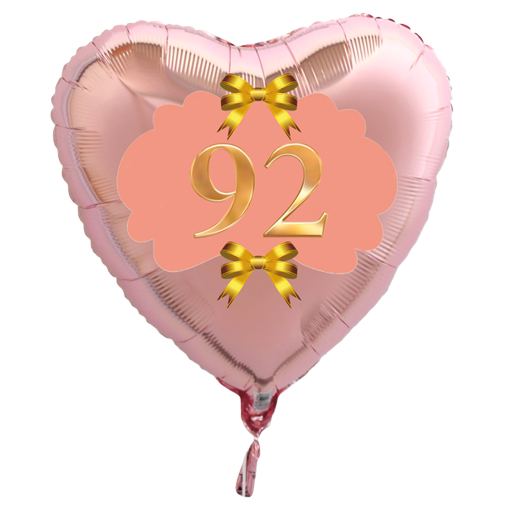 Herzluftballon-Rosegold-zum-92.-Geburtstag-Gold-Rosa-mit-Helium